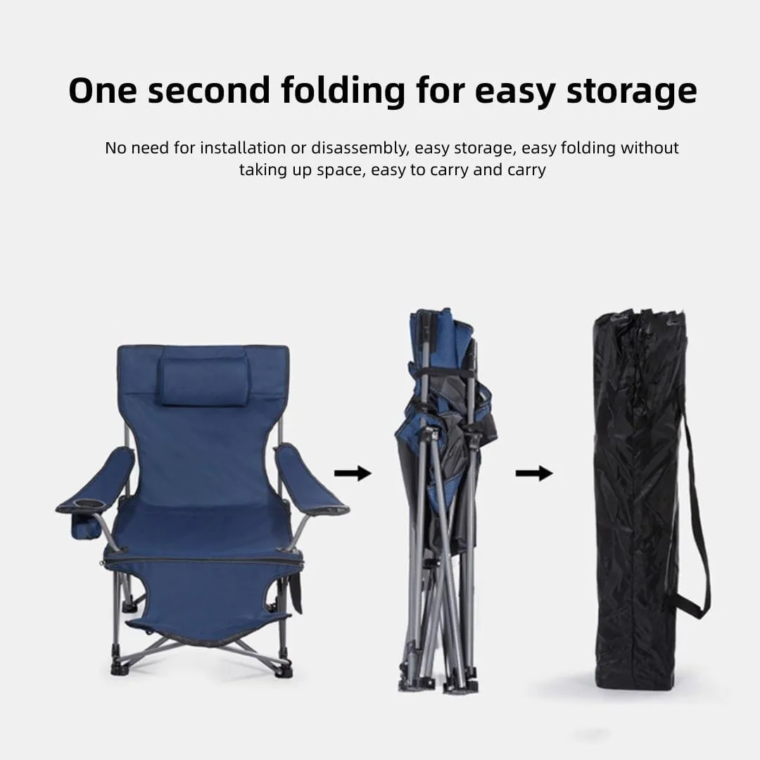 Foldable camping chair with footrest, mesh lounge chair with cup holder, foldable camping chair with storage bag, load-bearing 150kg, suitable for outdoor, home, office lunch break ( Color : Brown )