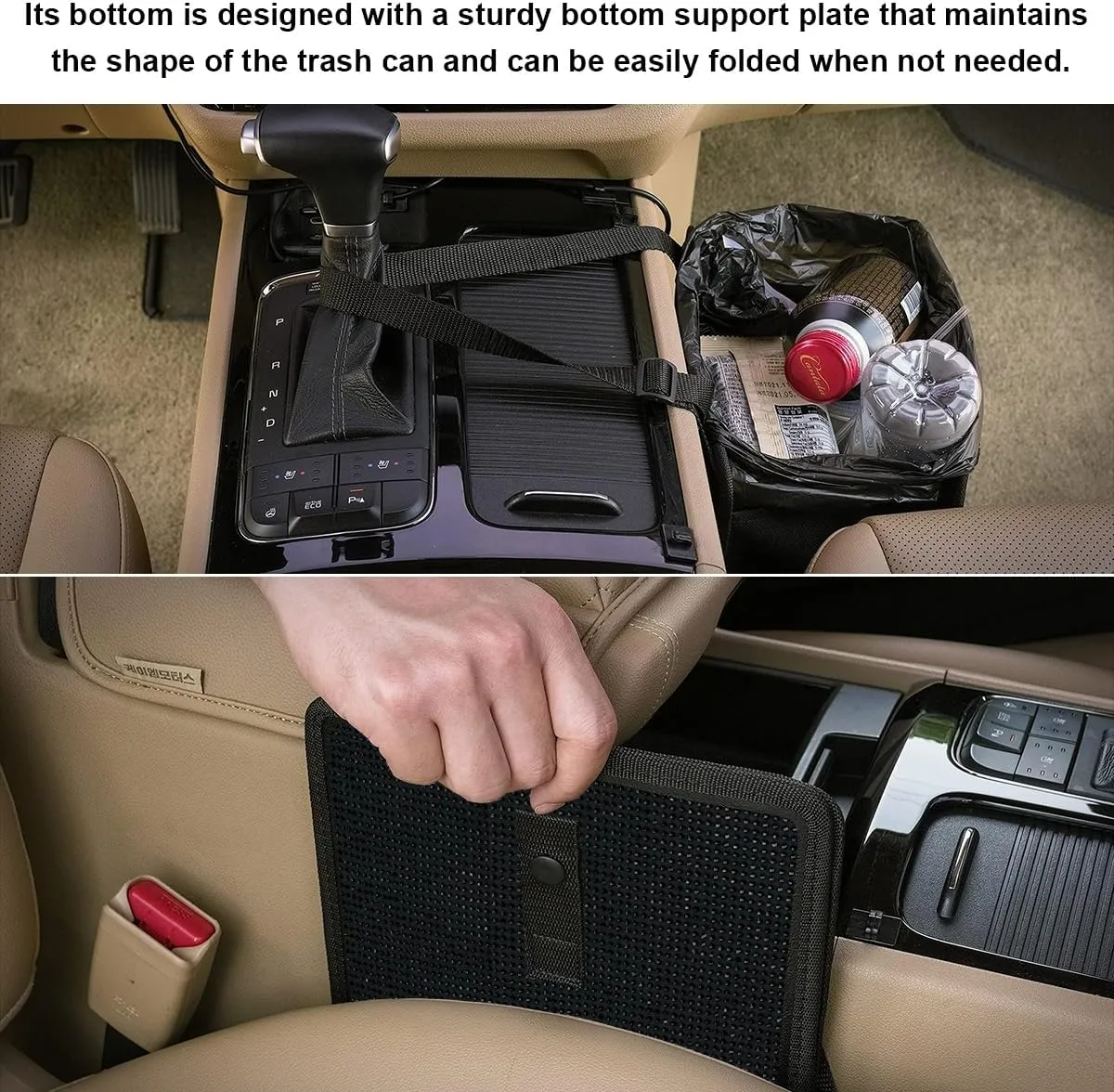Foldable Car Trash Can, Bling Rhinestone Oxford Auto Hanging Garbage Bag, Crystal Leakproof Foldable Waste Organizer Universal for Most Vehicles, Interior Car Accessories (Black)