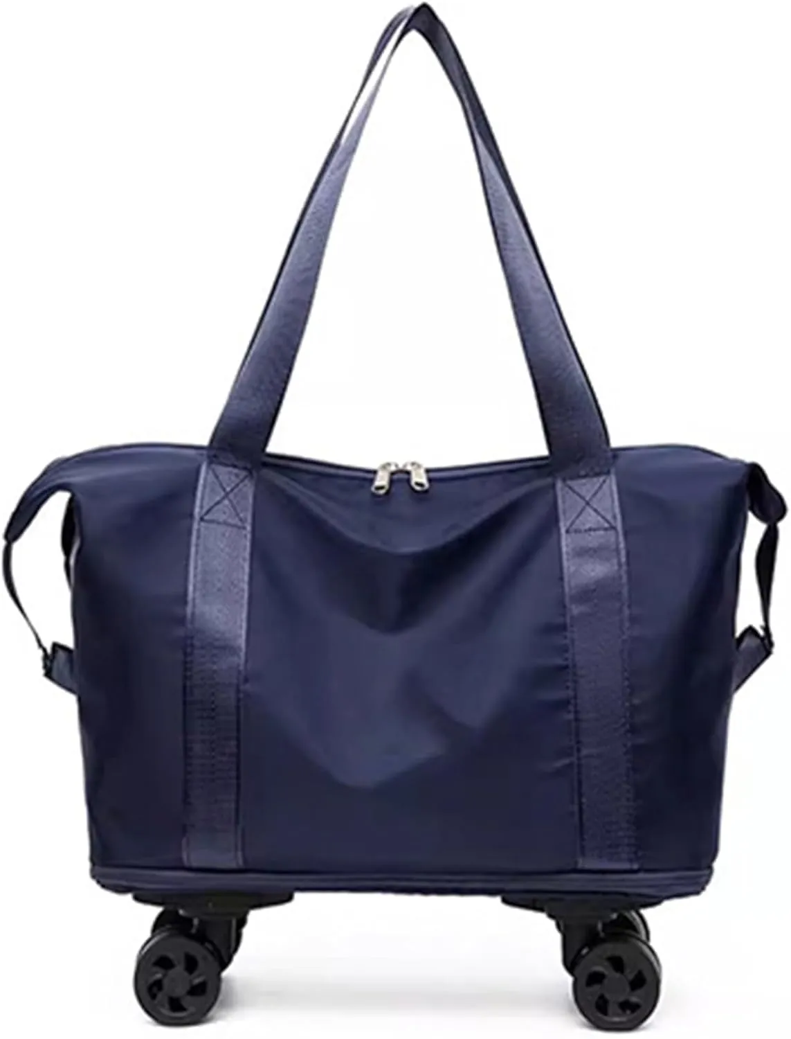 Foldable Duffel Bag Expandable Travel Bag with Removable Wheels Checked Bag Luggage(Dark Blue)