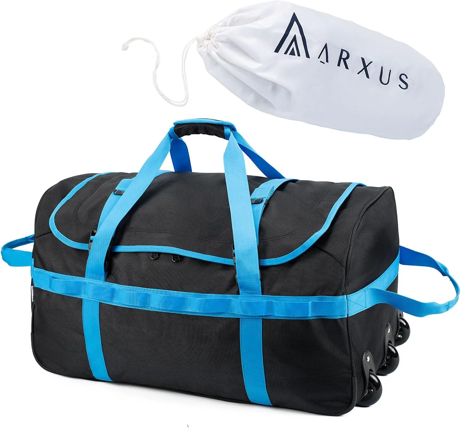 Foldable Duffel Bag with Wheels, 85L Large Carry on Storage Rolling Wheeled Bag for Travel Sports Camping Weekend Overnight