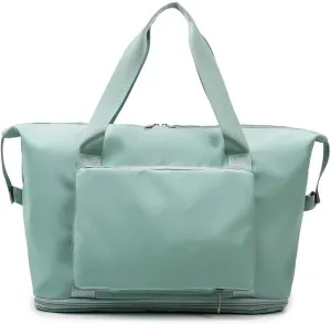 Foldable Large Capacity Storage Folding Bags Travel Bags Handy Luggage Handbags Women's Gym Bags (Color : F Green, Size : 42x28x22cm)