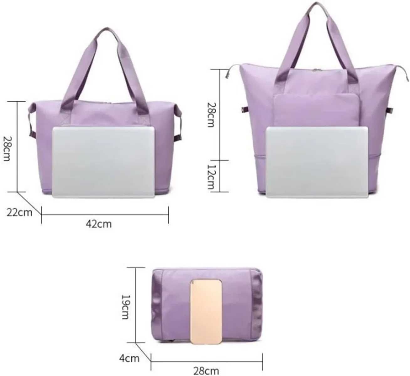 Foldable Large Capacity Storage Folding Bags Travel Bags Handy Luggage Handbags Women's Gym Bags (Color : F Green, Size : 42x28x22cm)