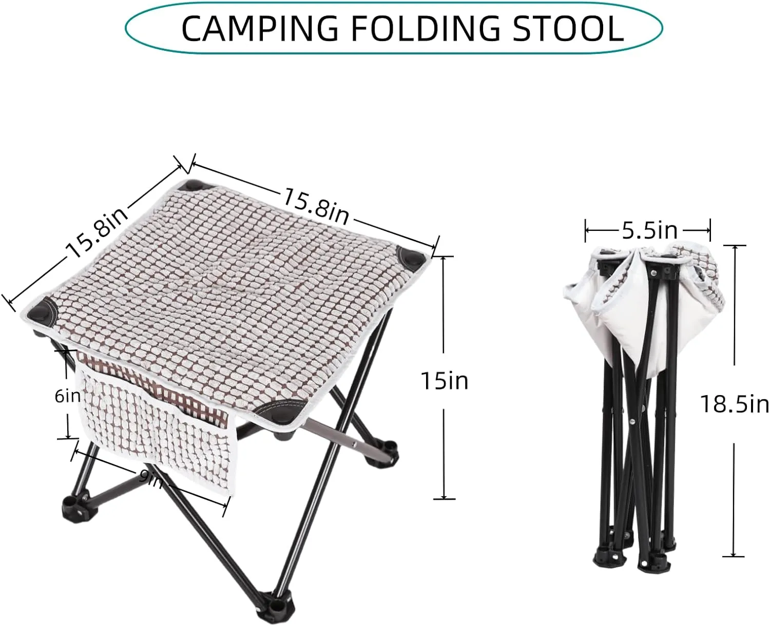 Foldable Stool Outdoor，Large Portable Camping Stool（Grey），Suitable for Travel, Fishing, Indoor and Outdoor Activities