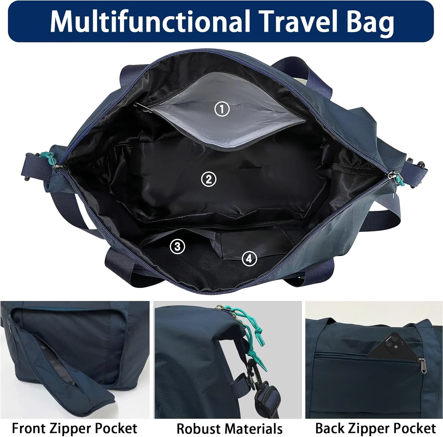 Foldable Travel Duffel Bag Expandable collapsible Luggage Large Capacity Lightweight Oxford Fabric Waterproof Men and Women