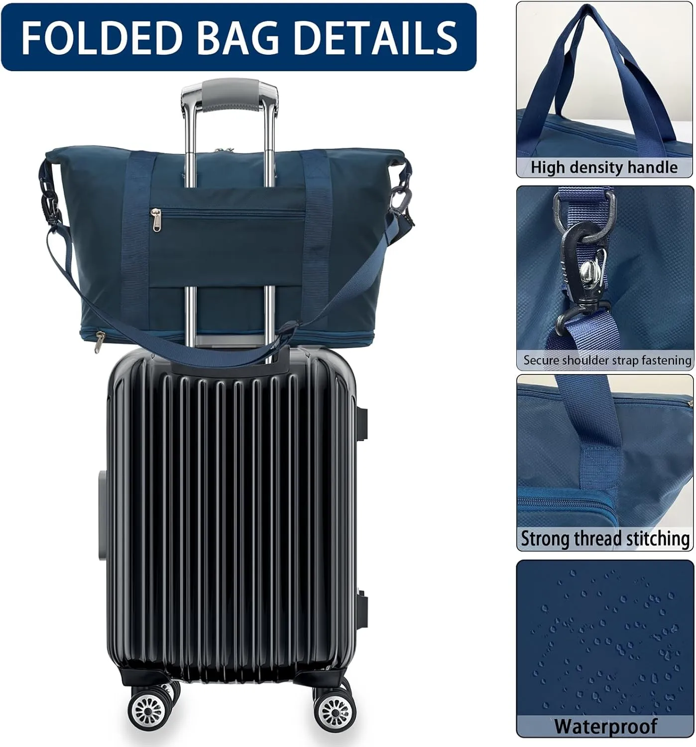 Foldable Travel Duffel Bag Expandable collapsible Luggage Large Capacity Lightweight Oxford Fabric Waterproof Men and Women