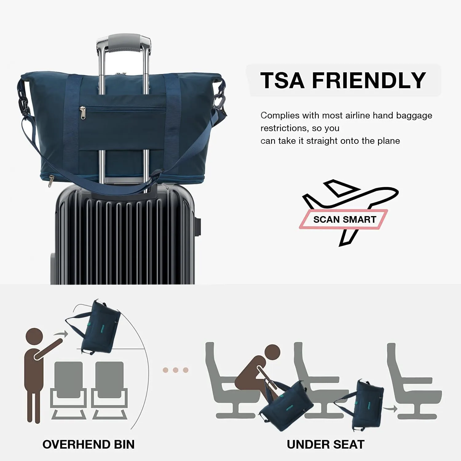 Foldable Travel Duffel Bag Expandable collapsible Luggage Large Capacity Lightweight Oxford Fabric Waterproof Men and Women
