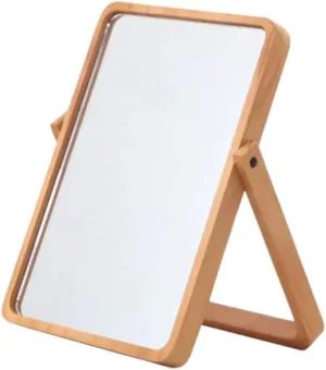 Foldable Wooden Makeup Mirror Square Glass Design for Women Stylish Toilet Mirror for Daily and Travel Use Durable and Reflection for Enhancing Beauty