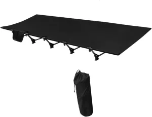 Folding Camping Cot, Foldable Outdoor Bed, Lightweight with Storage Bag for Adults And Kids, Backpacking Sleeping Bed, black