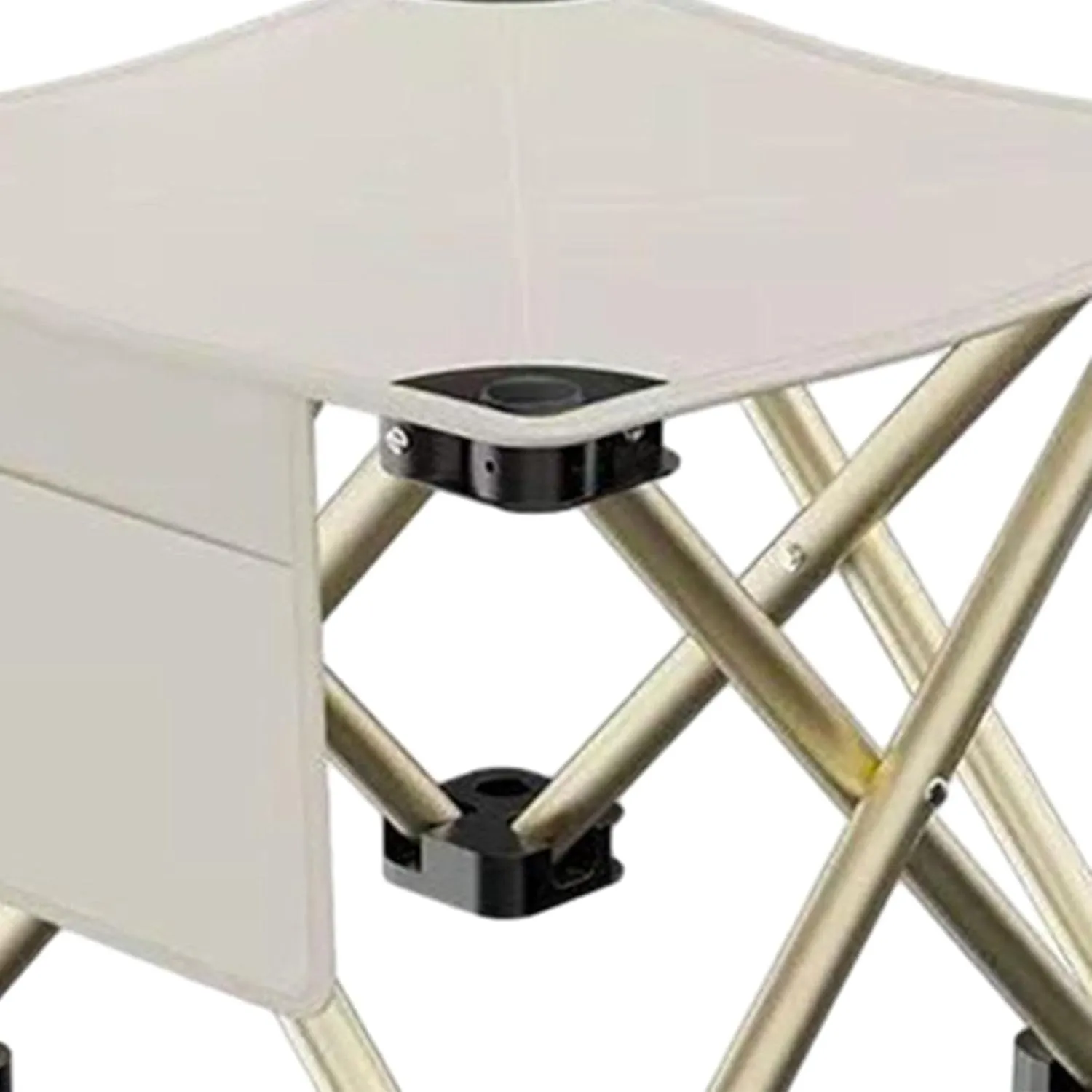 Folding Camping Stool Foot Rest Stool Compact Lightweight with Side Pocket Small Foldable Chair for BBQ Garden Traveling Lawn, White, 33cmx33cmx32cm