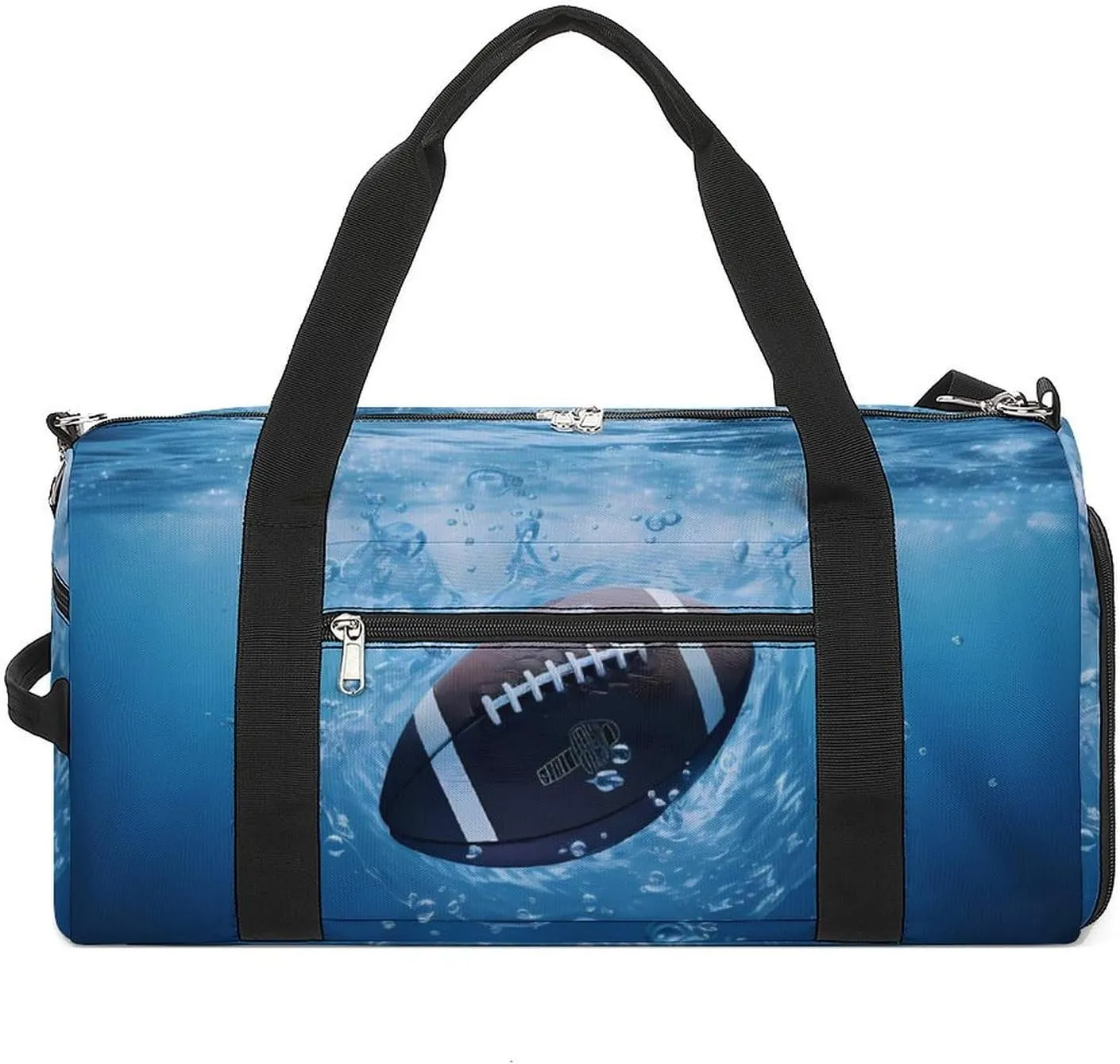 Football Vibrant Blue Ocean Water Sports Gym Bag for Men Women Travel Duffel Bag with Shoulder Strap