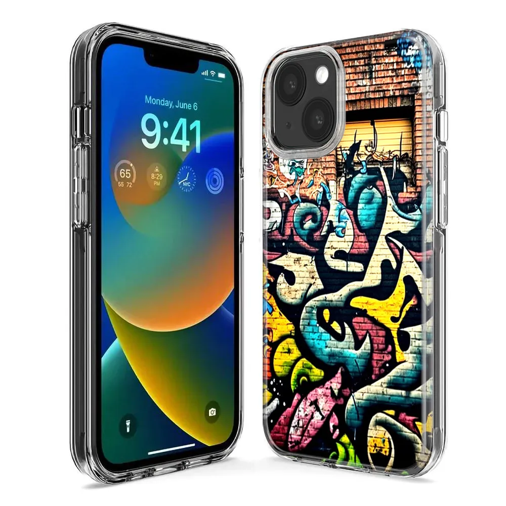 For Apple iPhone 14 Pro Max Urban Graffiti Wall Art Painting Design Hybrid Protective Phone Case Cover