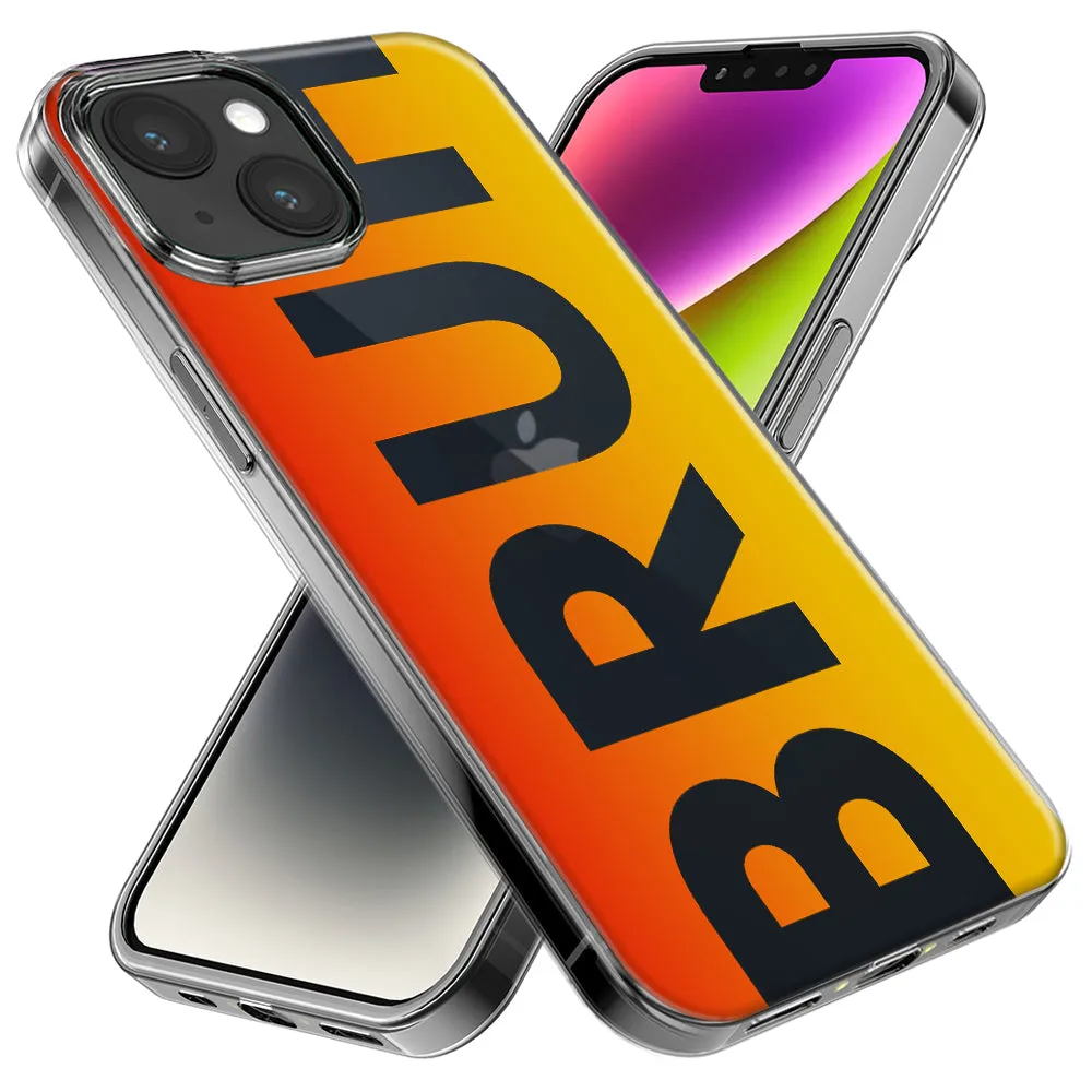 For Apple iPhone 15 Pro Max Orange Red Clear Funny Text Quote Bruh Design Hybrid Protective Phone Case Cover
