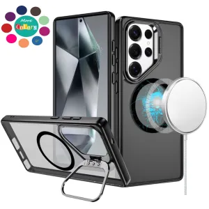For Apple iPhone 16 Plus (6.7") Heavy Duty Metallic Hybrid Tough TPU with Camera Ring Stand, MagSafe Compatible, Rugged Drop Protection Case Cover