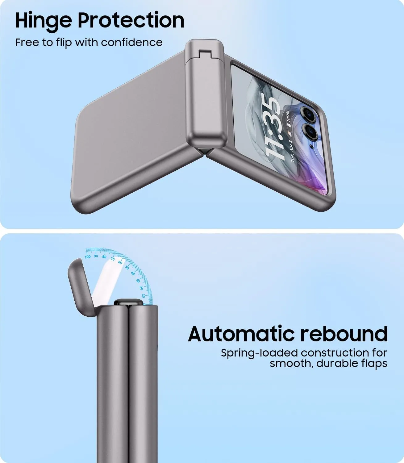 for Motorola Razr 2024/2025 Case with Stand, Built-in Outer Screen Protector & Hinge Protection, Slim Fit Hard Full Body Shockproof Phone Cover for Moto Razr 2024/2025, Gray