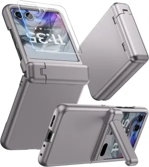 for Motorola Razr 2024/2025 Case with Stand, Built-in Outer Screen Protector & Hinge Protection, Slim Fit Hard Full Body Shockproof Phone Cover for Moto Razr 2024/2025, Gray