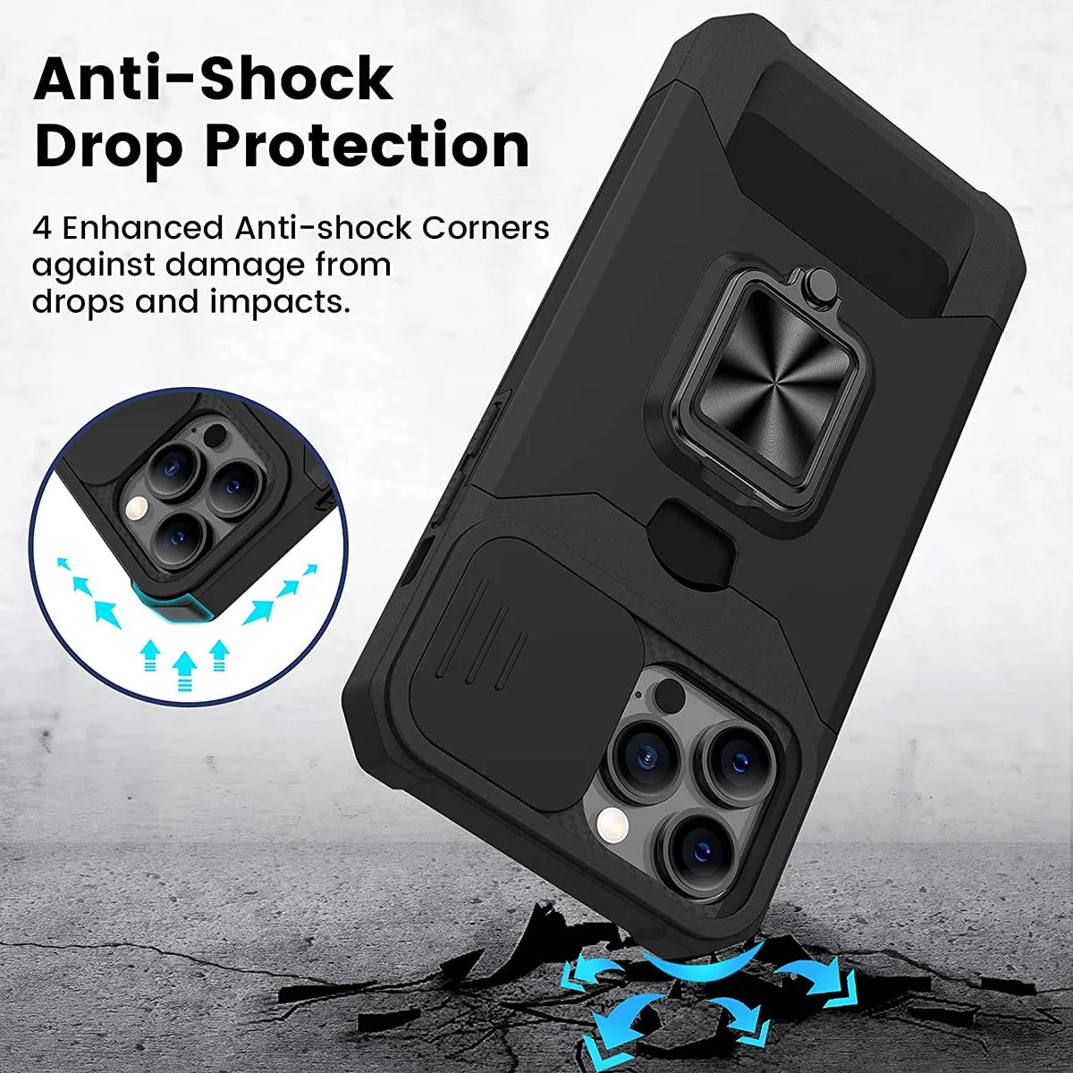 For Samsung Galaxy A26 Wallet Case with Slide Camera Protector, Credit Card Slot, Ring Sand, Magnetic Car Mount Case Cover