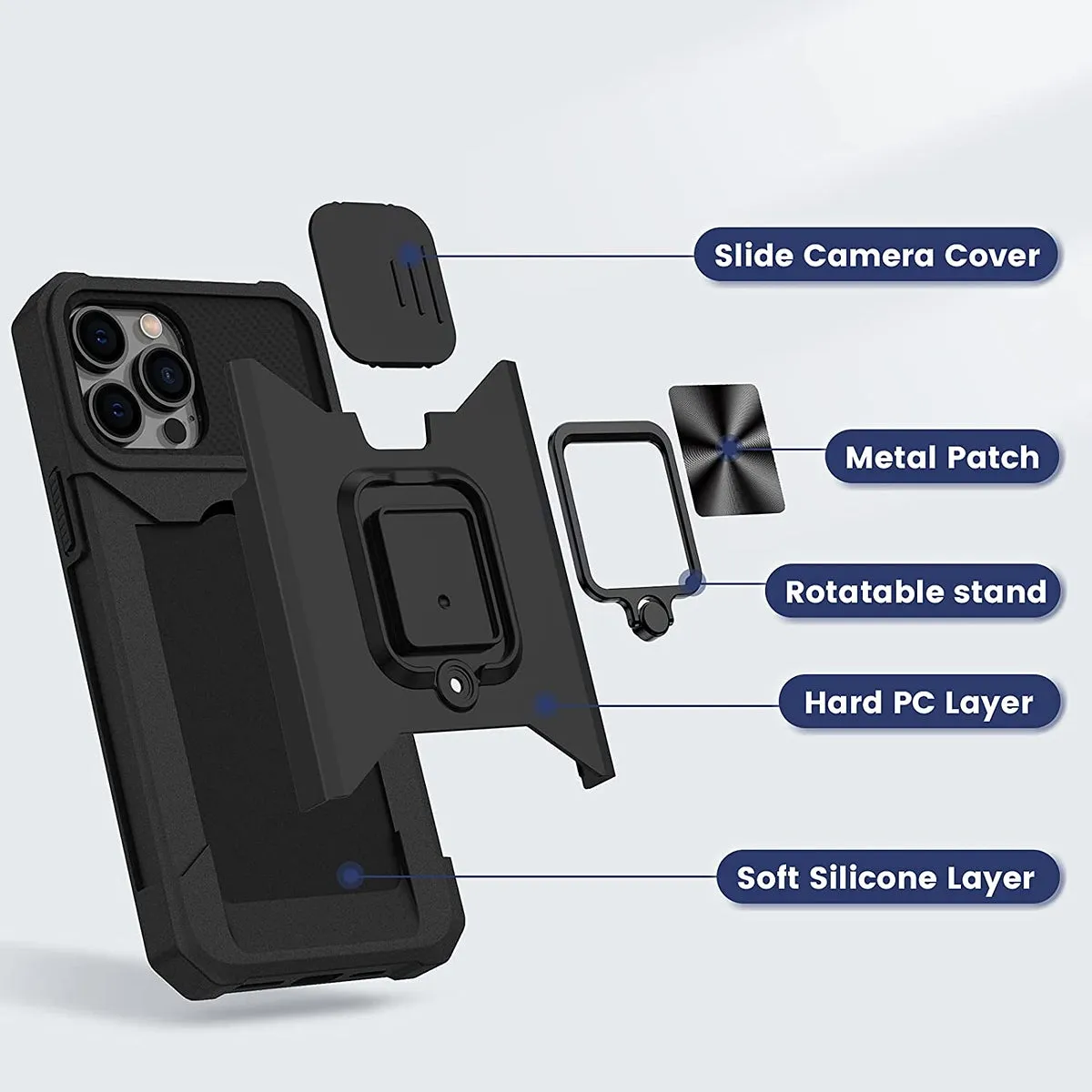 For Samsung Galaxy A26 Wallet Case with Slide Camera Protector, Credit Card Slot, Ring Sand, Magnetic Car Mount Case Cover