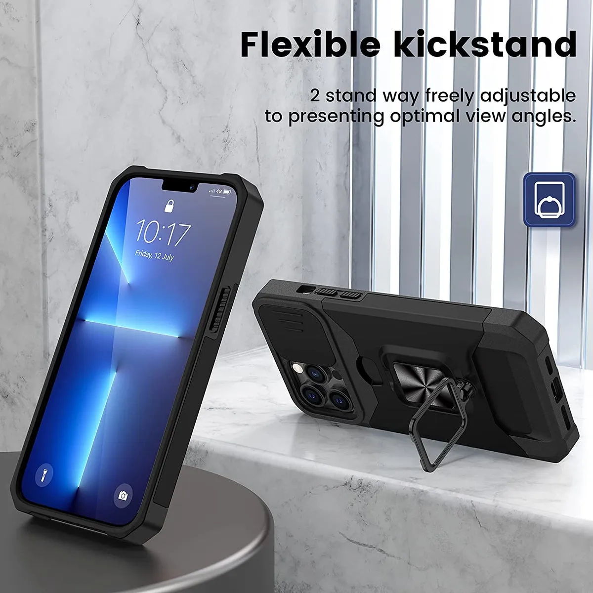 For Samsung Galaxy A26 Wallet Case with Slide Camera Protector, Credit Card Slot, Ring Sand, Magnetic Car Mount Case Cover