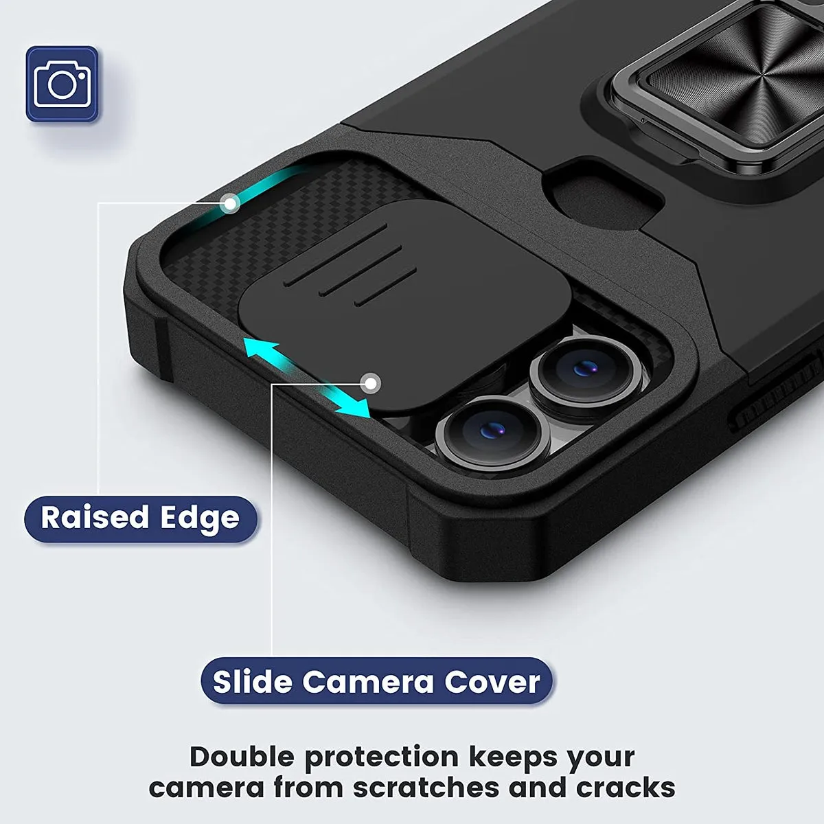 For Samsung Galaxy A26 Wallet Case with Slide Camera Protector, Credit Card Slot, Ring Sand, Magnetic Car Mount Case Cover