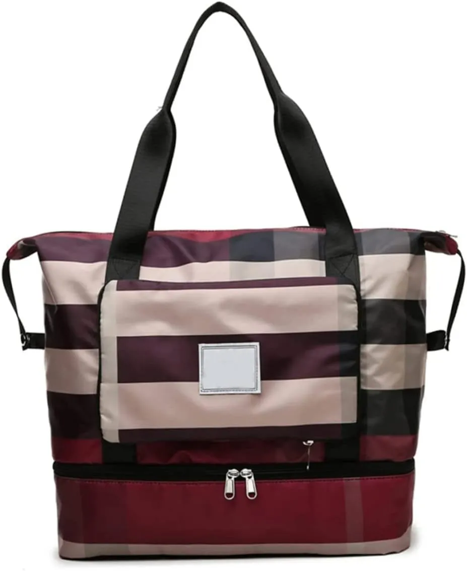 For Sports 2022 New Foldable Dry/Wet Separation Travel Bag, Lightweight Waterproof Foldable Travel Duffel Bag, for Sports, Camping (Claret)
