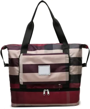 For Sports 2022 New Foldable Dry/Wet Separation Travel Bag, Lightweight Waterproof Foldable Travel Duffel Bag, for Sports, Camping (Claret)