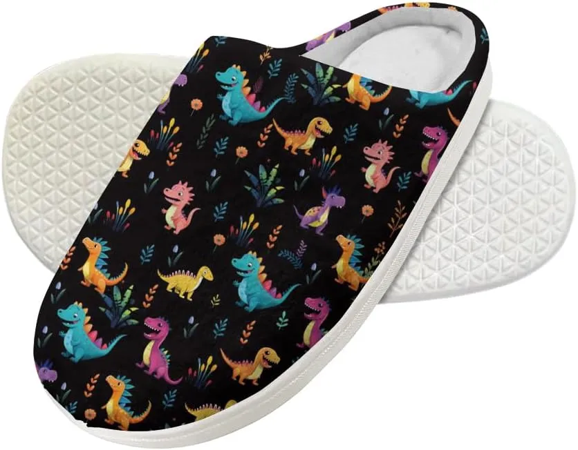 Forchrinse Colorful Dog Paw Print Kids House Slippers Warm Plush Slippers Cute Household Shoes Anti-Slip Indoor Slippers for Girls and Boys