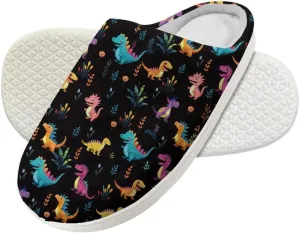 Forchrinse Colorful Dog Paw Print Kids House Slippers Warm Plush Slippers Cute Household Shoes Anti-Slip Indoor Slippers for Girls and Boys