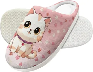 Forchrinse Colorful Dog Paw Print Kids House Slippers Warm Plush Slippers Cute Household Shoes Anti-Slip Indoor Slippers for Girls and Boys