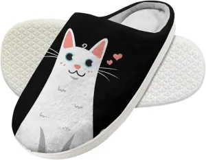 Forchrinse White Music Note Kids Slippers for Boys Girls Plush House Slippers Memory Foam SLip on Shoes Warm Fuzzy Slippers for Fall Winter Indoor