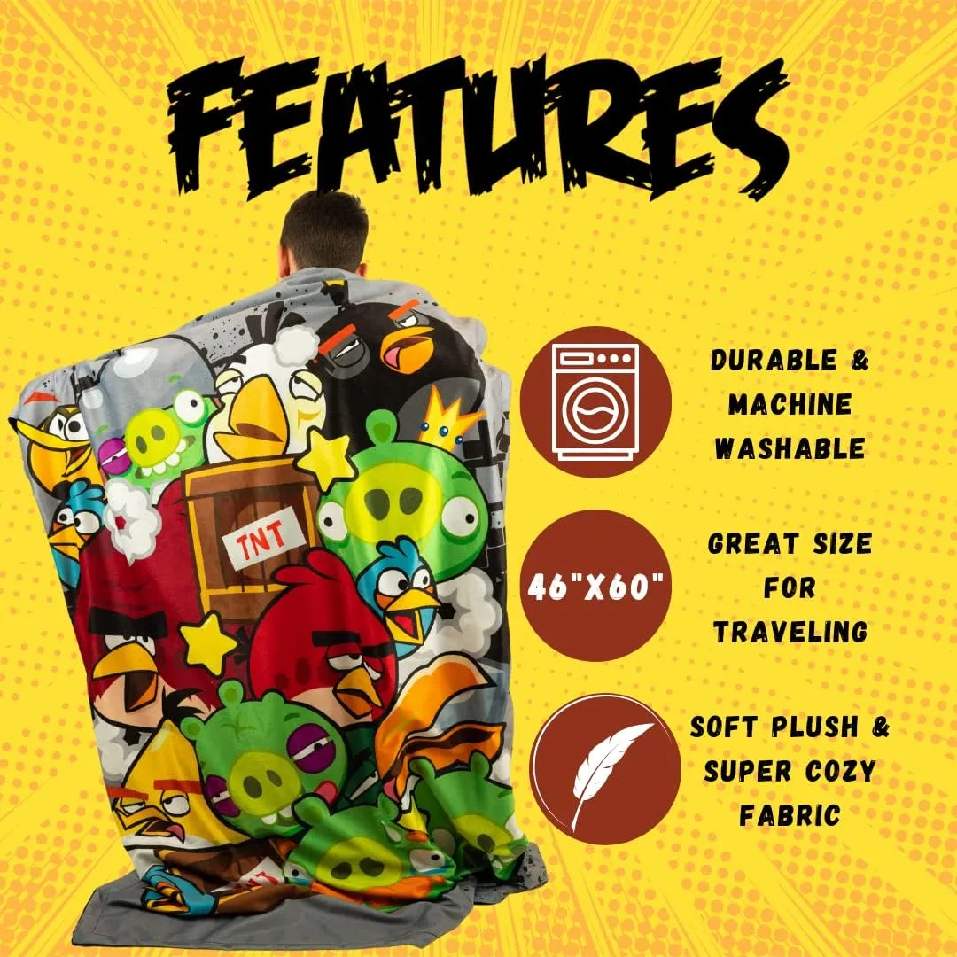 Franco Angry Birds Kids Bedding Super Soft Micro Raschel Throw, 46 in x 60 in, (Official Licensed Product)