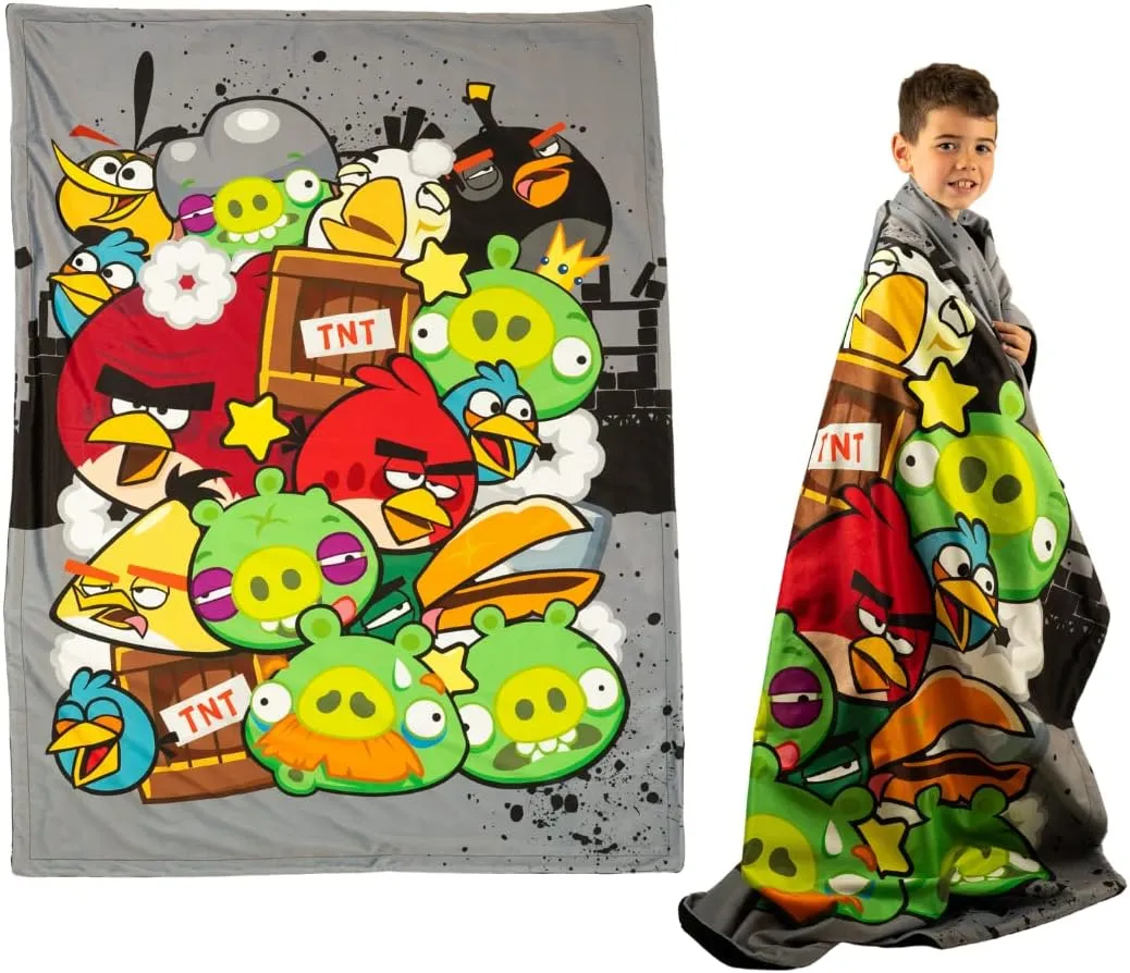 Franco Angry Birds Kids Bedding Super Soft Micro Raschel Throw, 46 in x 60 in, (Official Licensed Product)