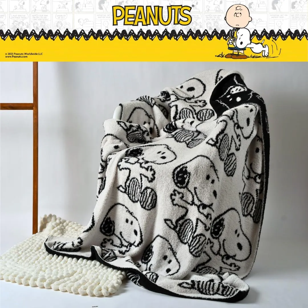 Franco Collectibles Peanuts Snoopy Bedding Soft Cozy Chic Dreams Feather Knit Intarsia Throw Blanket, 50 in x 60 in, (Officially Licensed Product)