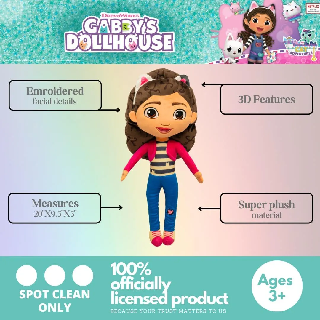 Franco DreamWorks Gabby's Dollhouse Kids Bedding Super Soft Plush Decorative Throw Cuddle Pillow, (Officially Licensed Product)