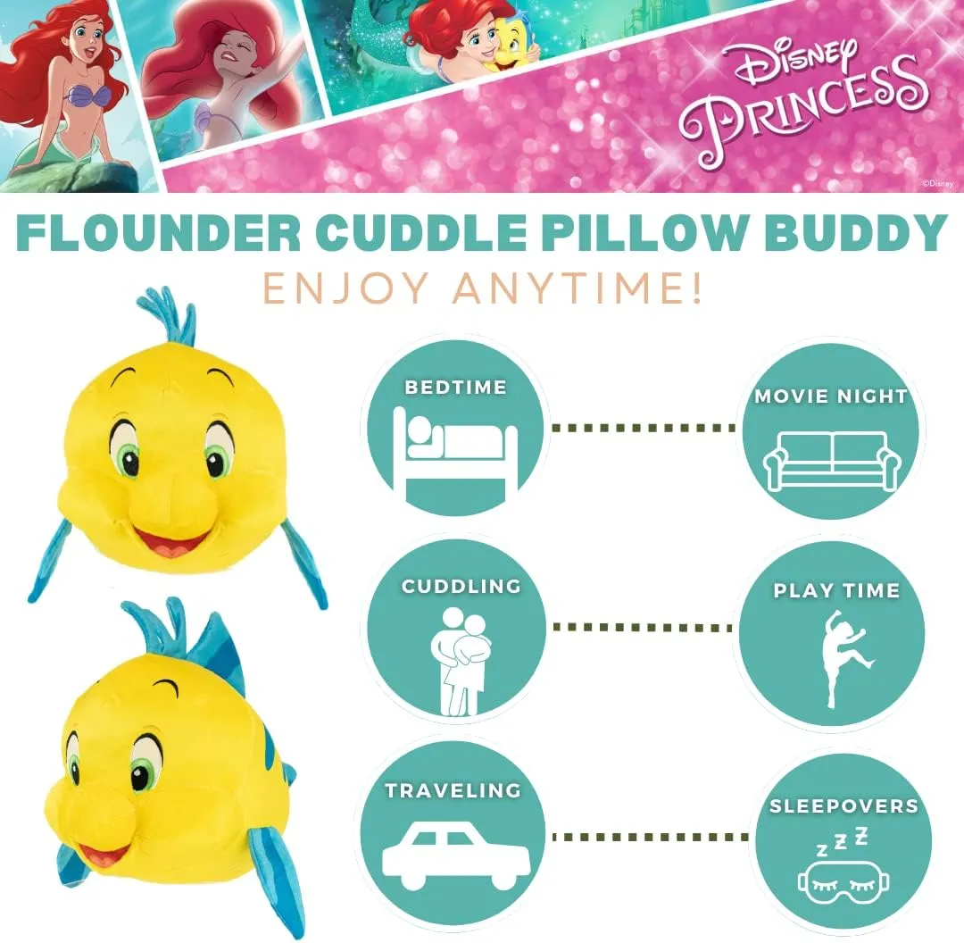 Franco The Little Mermaid Flounder Kids Bedding Super Soft Plush Cuddle Pillow Buddy, (Official Licensed Disney Product)