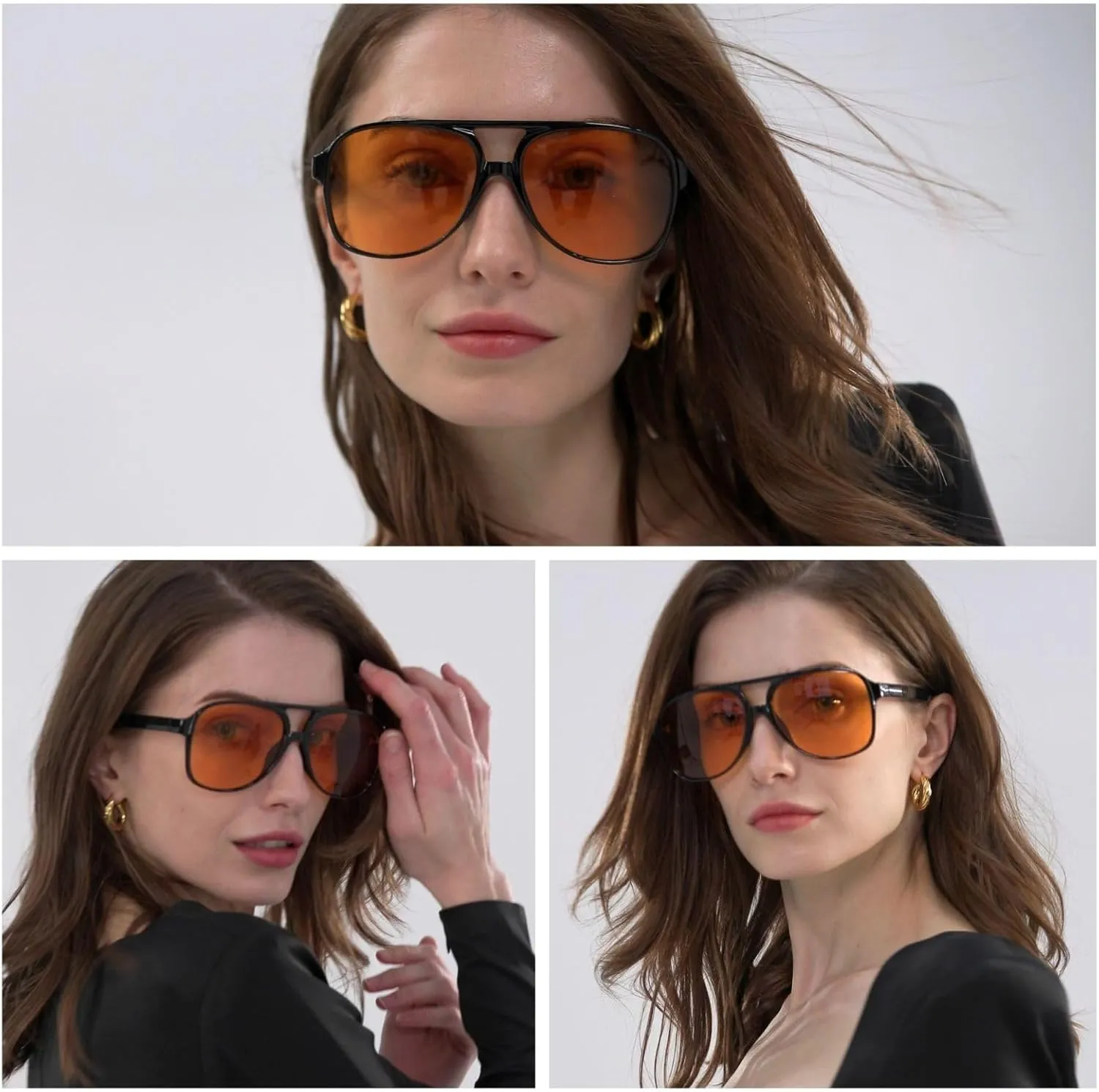 Freckles Mark Vintage Retro 70s Sunglasses for Women Men Classic Large Square Aviator Trendy Glasses