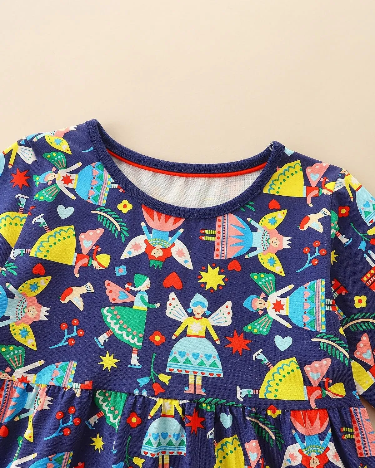FreeLu Girls Cartoon Applique Dresses Striped Casual Dress Cotton Jersey Longsleeve T-Shirt