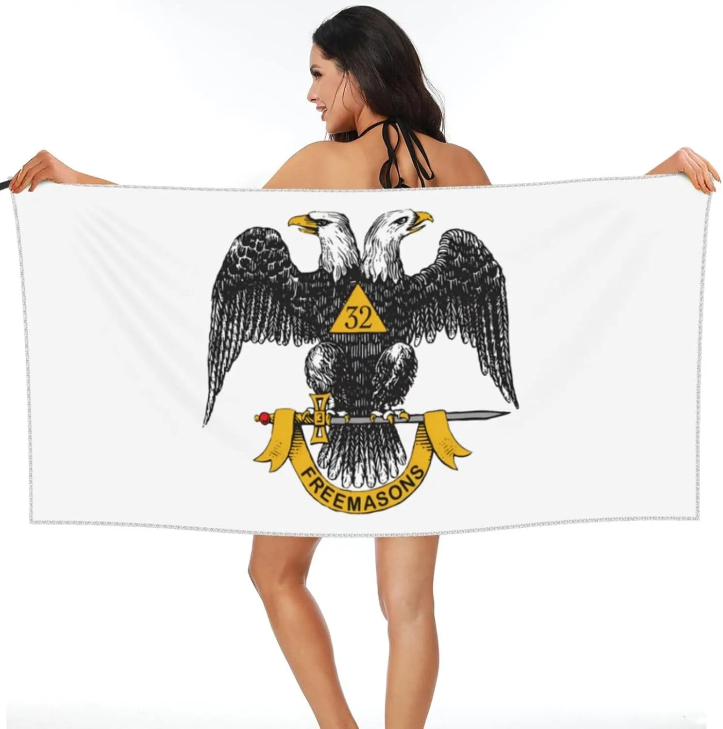 Freemasonry and Scottish Rite Beach Towel Quick Dry Sand Free Lightweight Large 31.5"x63" with Travel Bag - Vacation Essentials Bath Towel for Pool, Summer