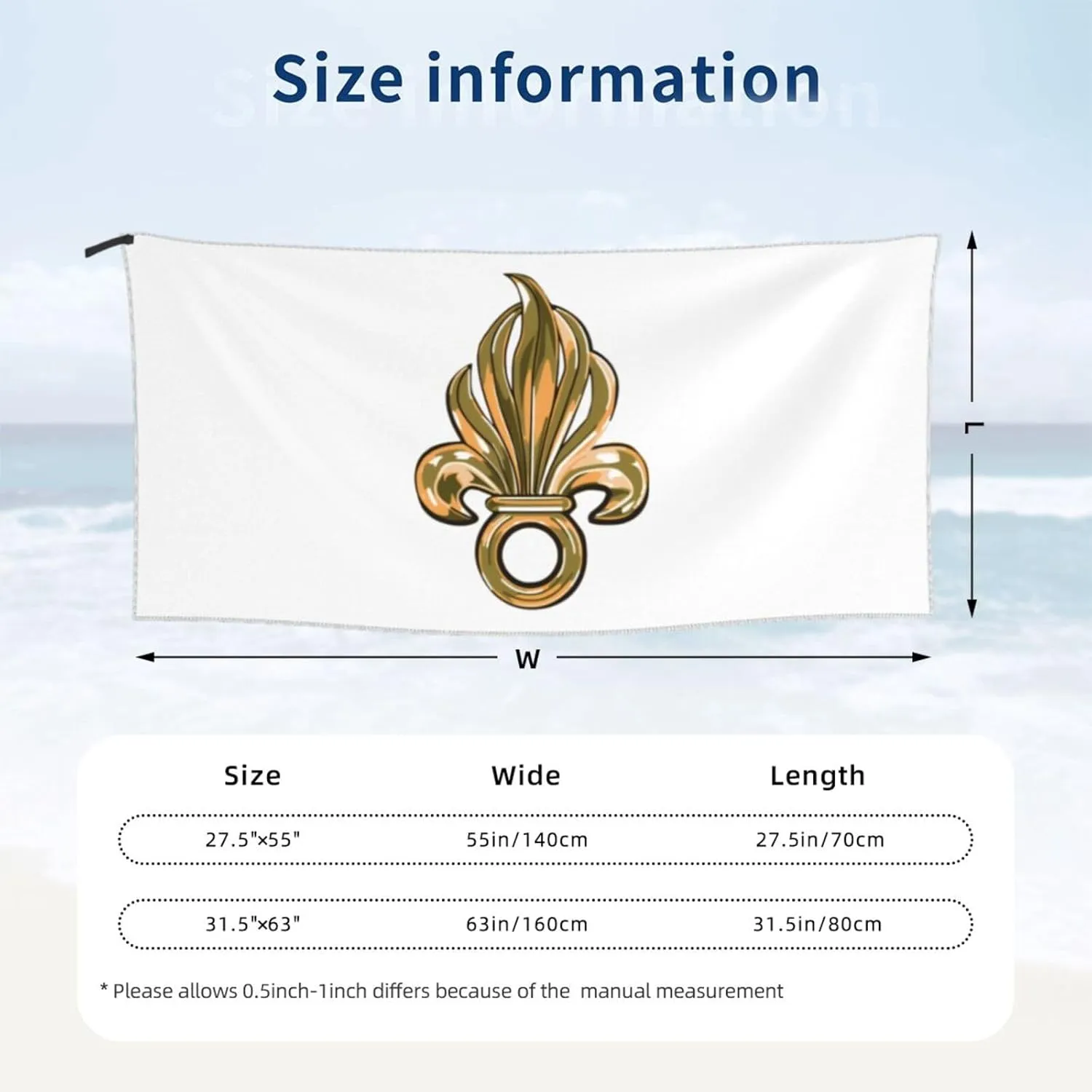 French Foreign Legion Logo Beach Towel Quick Dry Sand Free Lightweight Large 27.5"x55" with Travel Bag - Vacation Essentials Bath Towel for Pool, Summer