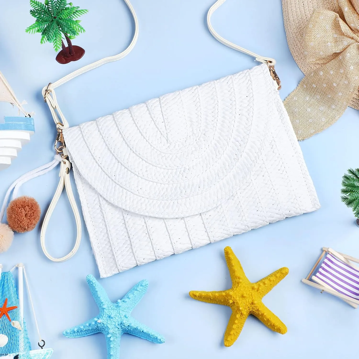 Frienda Straw Shoulder Bag Women Straw Clutch Crossbody Wallet