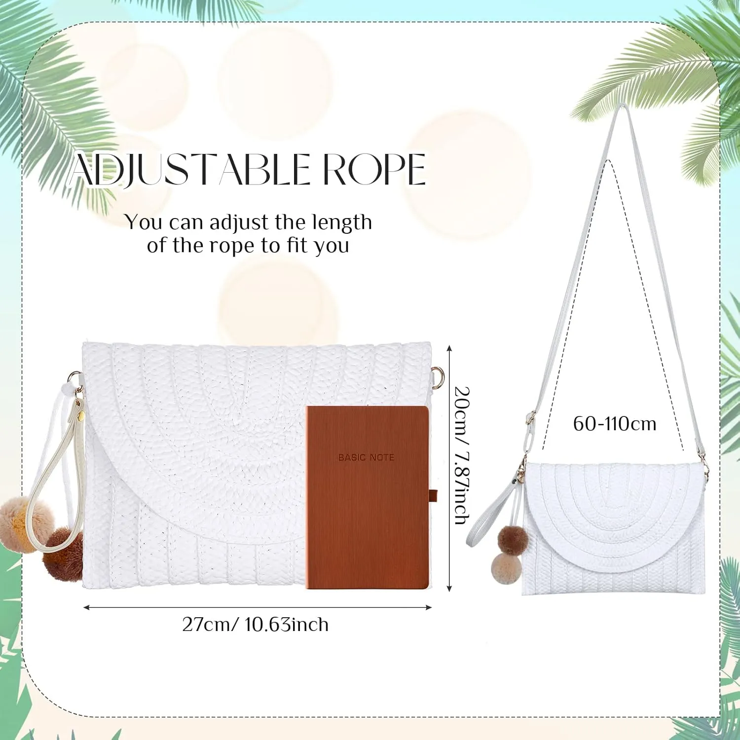 Frienda Straw Shoulder Bag Women Straw Clutch Crossbody Wallet