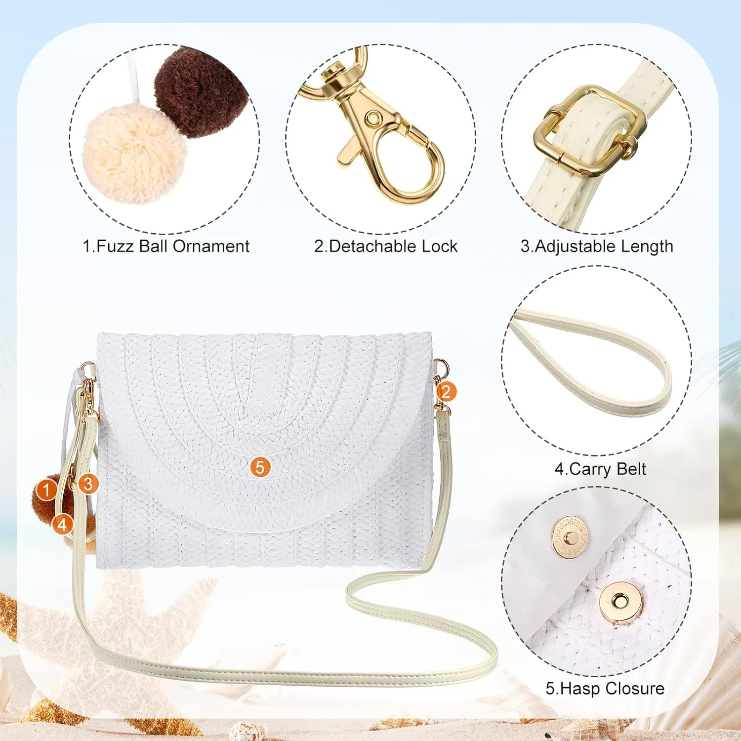 Frienda Straw Shoulder Bag Women Straw Clutch Crossbody Wallet