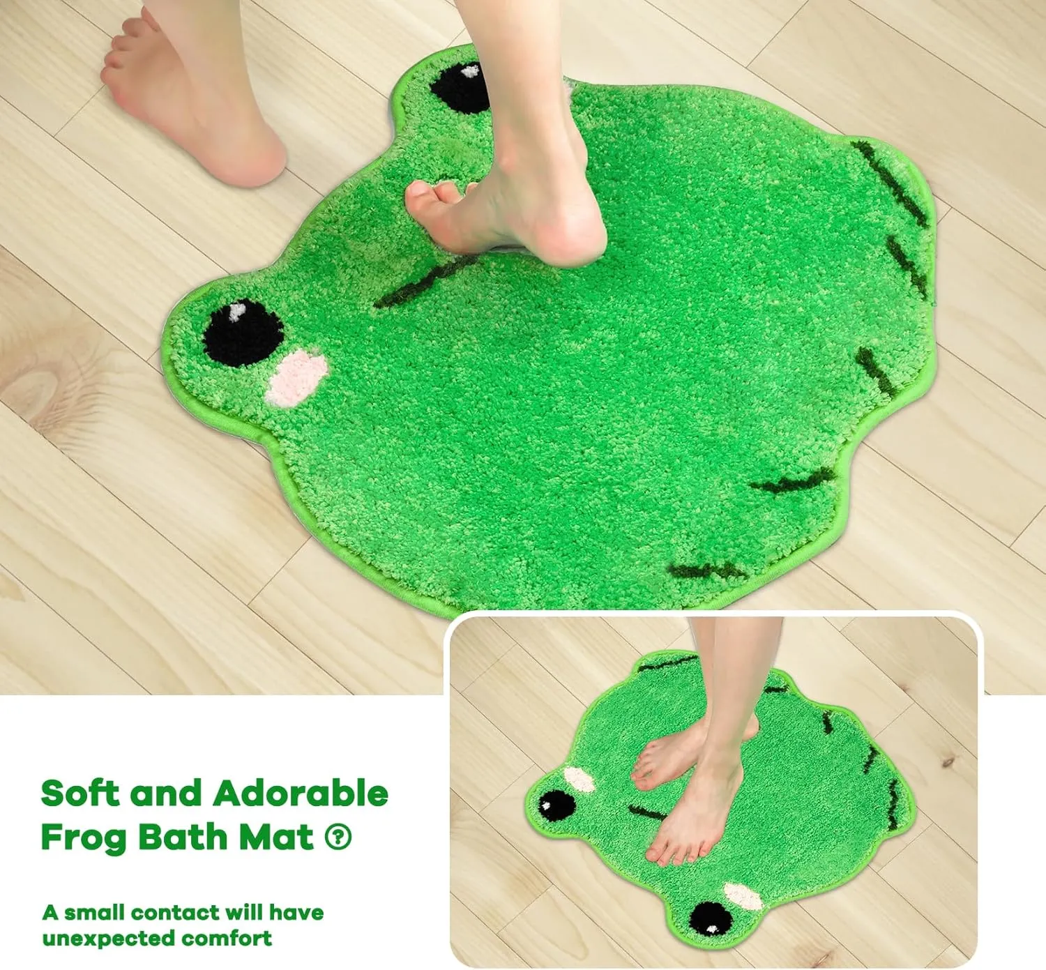 Frog Bathroom Rugs Mat,Water Absorbent Non Slip Cute Bath Mat,Bathroom Rug for Bathroom Shower Room,Machine Wash(20 * 24 inch)