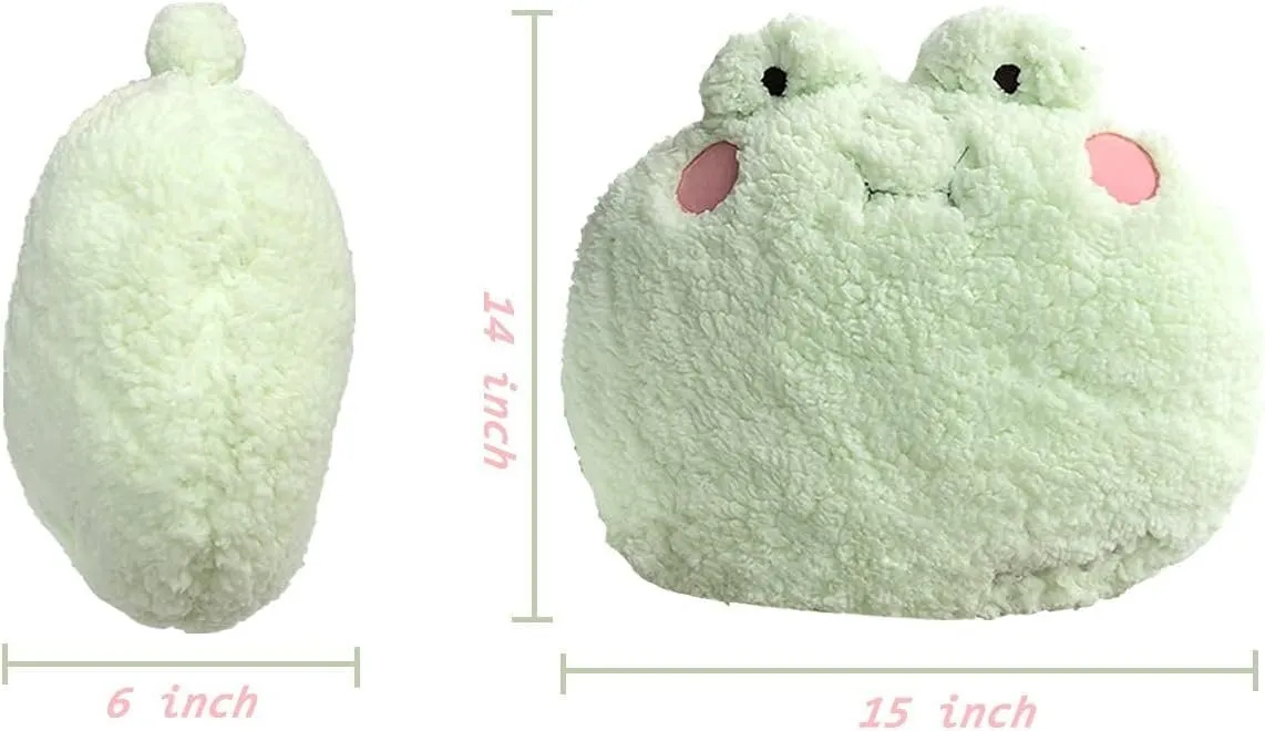 Frog Plush Pillow, Adorable Frog Stuffed Animal (15 * 14 inch), Home Cushion Decoration Plush Hugging Pillow Frog Toy Birthday Xmas Travel Gift for Kids Adults Girls Boys