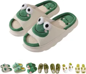 Frog Slippers, Fluffy Cartoon Frog Slippers Cute Animal Slippers Frog House Slippers For Women Men Indoor Slippers