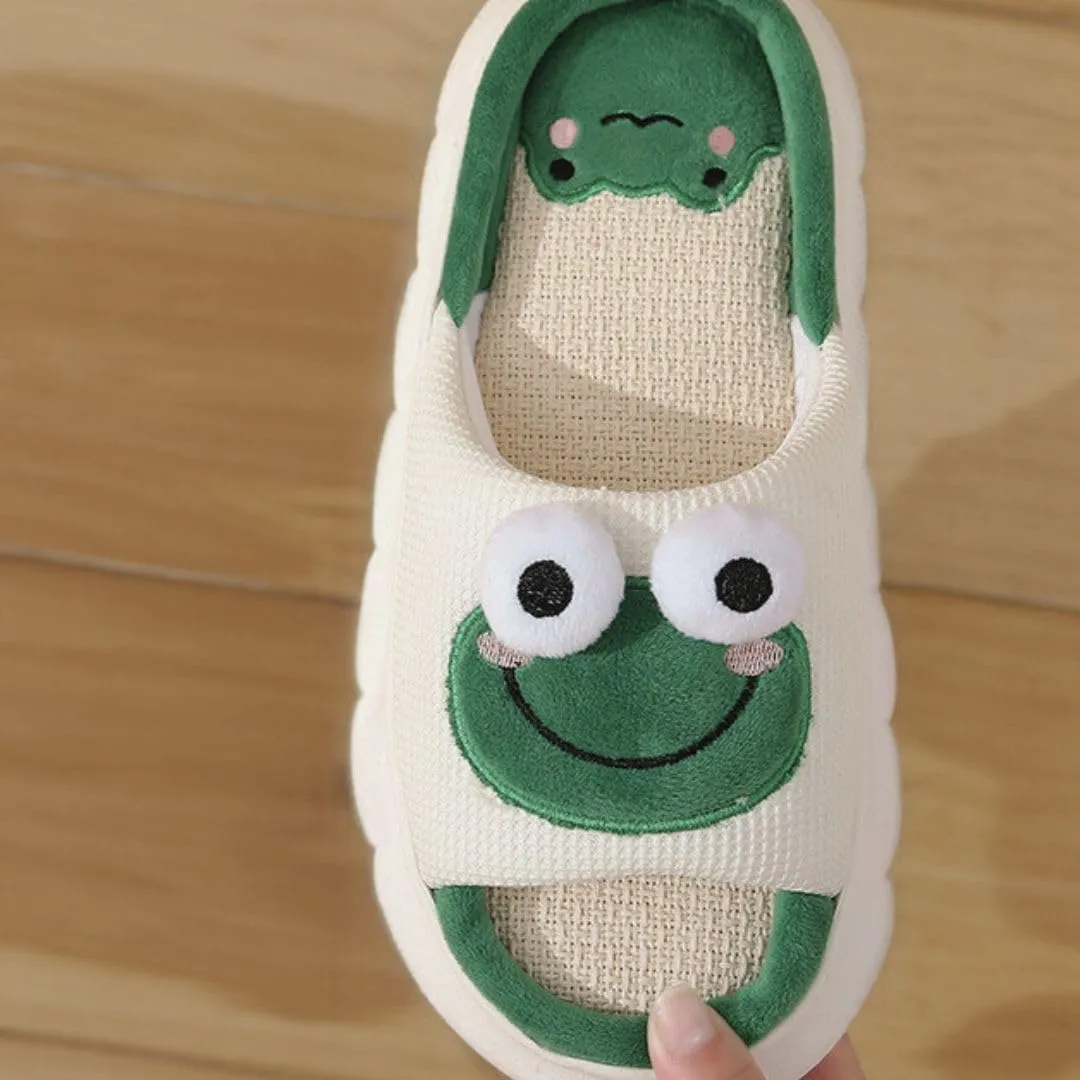 Frog Slippers, Fluffy Cartoon Frog Slippers Cute Animal Slippers Frog House Slippers For Women Men Indoor Slippers