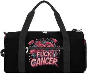 Fuck Cancer Breast Cancer Awareness Gym Bag for Men Women Lightweight Duffel Bag Sports Workout Bag for Travel Yoga