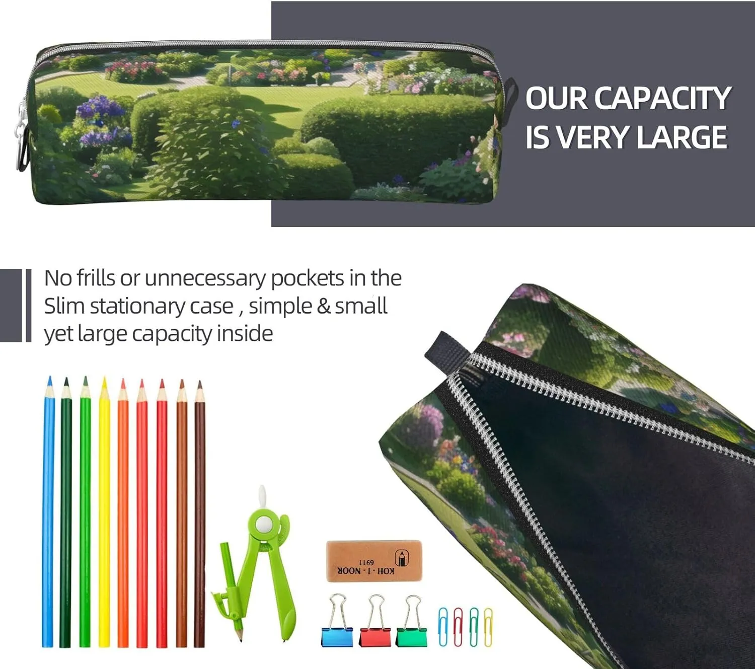Full Of Plants Pencil Case Pu Leather Cute Small Pencil Case Pencil Pouch Storage Bag With Zipper