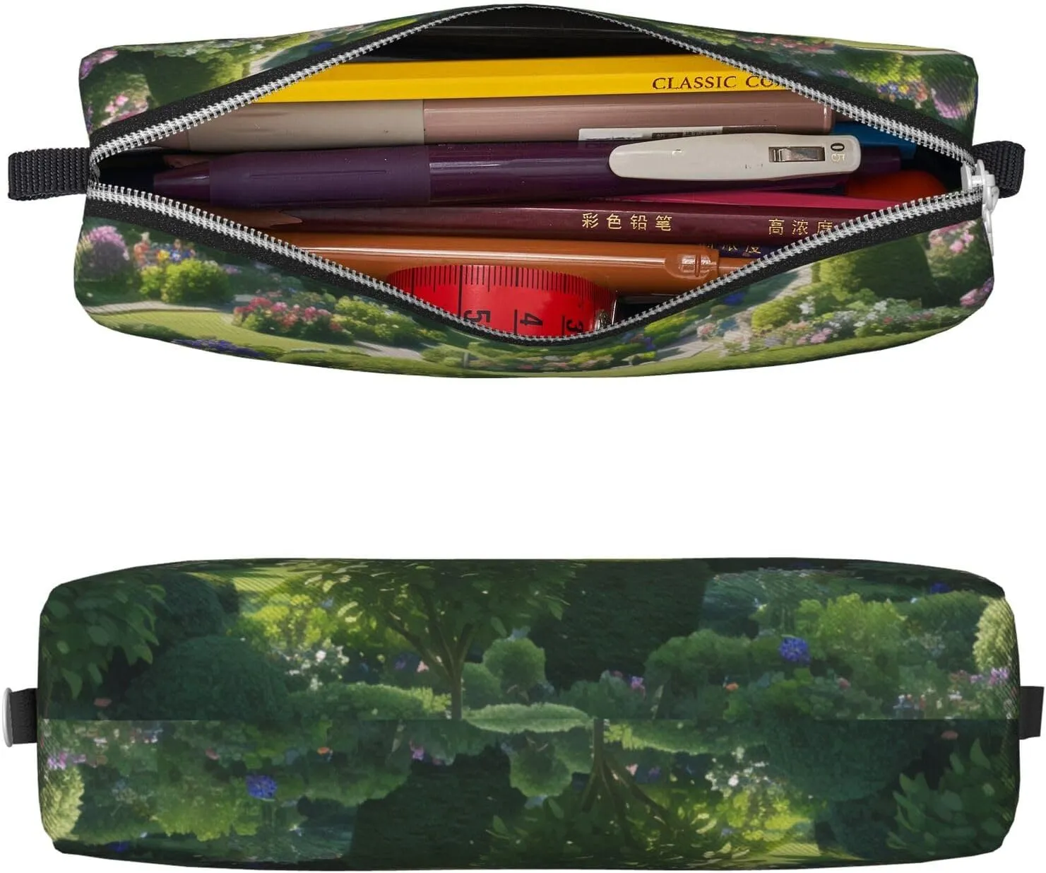 Full Of Plants Pencil Case Pu Leather Cute Small Pencil Case Pencil Pouch Storage Bag With Zipper