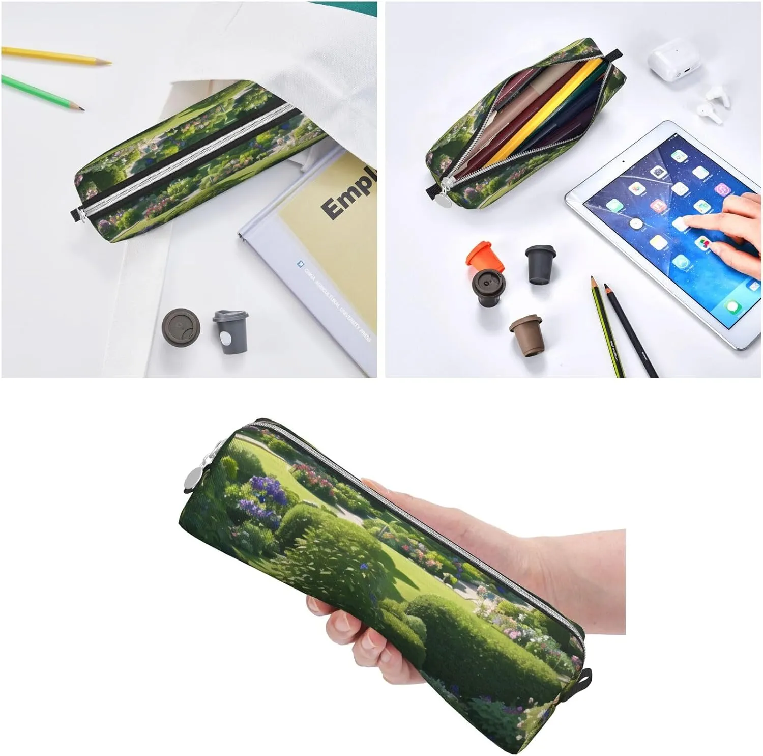 Full Of Plants Pencil Case Pu Leather Cute Small Pencil Case Pencil Pouch Storage Bag With Zipper