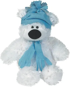 Fun Express Plush Holiday Polar Bear - Large (Sitting, 11 inches) Holiday Stocking Stuffers & Plush Toys